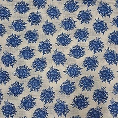 White Colour Cotton Dobby Printed Fabric