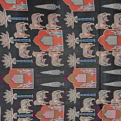 Black Color Cotton Cambric Printed Fabric