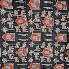 Black Color Cotton Cambric Printed Fabric