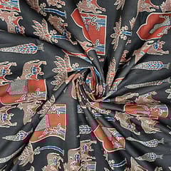Black Color Cotton Cambric Printed Fabric