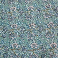 Sea Blue Color Cotton Cambric Printed Fabric