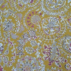 Yellow Color Cotton Cambric Discharge Printed Fabric