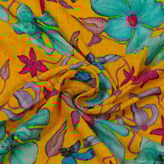 Multi Colour Cotton Crush Digital Printed Fabric