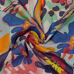 Multi Colour Linen Digital Printed Fabric