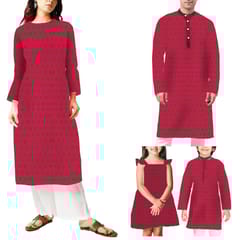 Red Embroidered Cotton Heavy Hakoba Fabric
