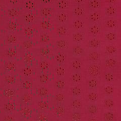 Red Embroidered Cotton Heavy Hakoba Fabric