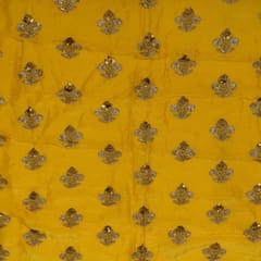 Yellow Colour Upada Embroidered Fabric (70 Cm Piece)