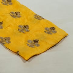 Yellow Colour Upada Embroidered Fabric (70 Cm Piece)