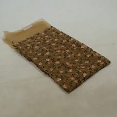 Beige Colour Net Embroidered Fabric (1.20 Meter Piece)