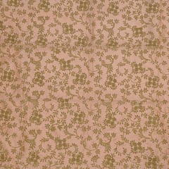 Peach Colour Poly Dupion Embroidered Fabric (1 Meter Piece)