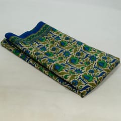 Green Colour Dupion Silk Printed Fabric