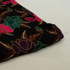 Black Colour Georgette Embroidered Fabric