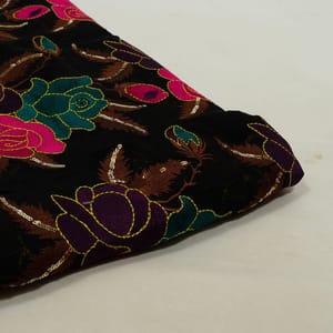 Black Colour Georgette Embroidered Fabric