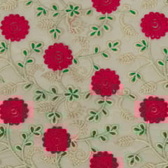 Multi Colour Net Embroidered Fabric (1.20 Meter Piece)