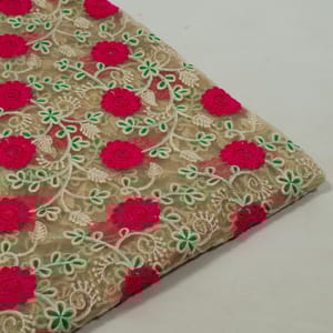 Multi Colour Net Embroidered Fabric (1.20 Meter Piece)