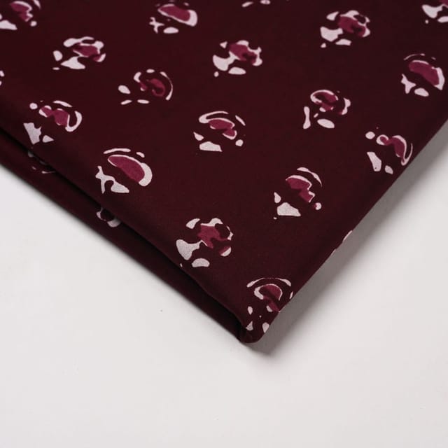 Maroon Colour Cambric Cotton Printed Fabric