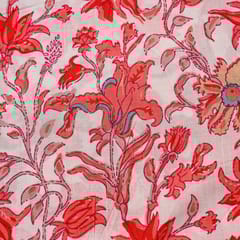 White Colour Cambric Cotton Printed Fabric