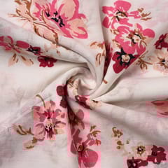 White Colour Cambric Cotton Printed Fabric