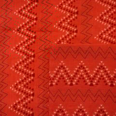 Brick Red Colour Cambric Cotton Printed Fabric