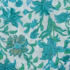 White Color Cambric Cotton Printed Fabric