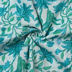 White Color Cambric Cotton Printed Fabric
