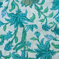 White Color Cambric Cotton Printed Fabric
