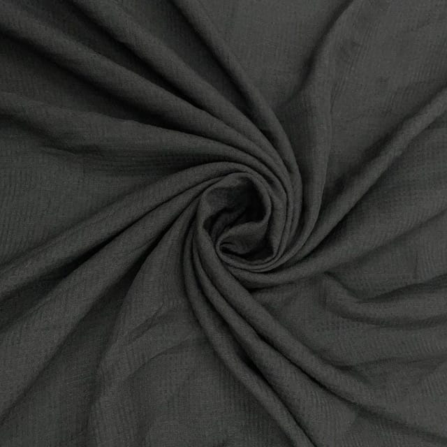 Black Color Checks Cotton Linen Fabric