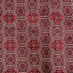 Maroon Black Geometric Pure Chanderi Printed Fabric