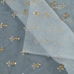White Colour Net Booti fabric (1.75Meter Piece)
