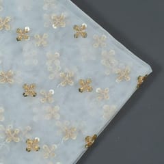 White Colour Net Booti fabric (1.75Meter Piece)
