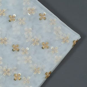 White Colour Net Booti fabric (1.75Meter Piece)