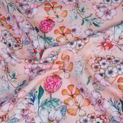 Pink Colour Linen Digital Printed Fabric (90 Cm Piece)