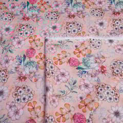Pink Colour Linen Digital Printed Fabric (90 Cm Piece)