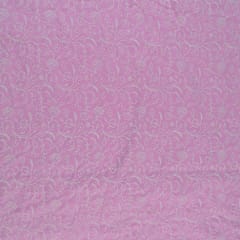Pink Colour Cotton Thread Lakhnavi Embroidered Fabric (1.20Meter Piece)