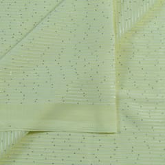 Lemon Colour Georgette Thread With Sequins Embroidered Fabric (1.80Meter Piece)