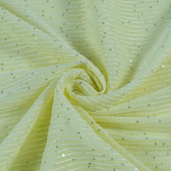 Lemon Colour Georgette Thread With Sequins Embroidered Fabric (1.80Meter Piece)