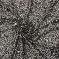 Brown Colour Lycra Sequence Fish Net Embroidered Fabric