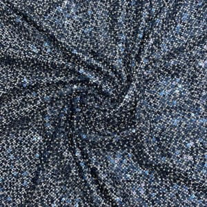 Navy Blue Colour Lycra Sequence Fish Net Embroidered Fabric