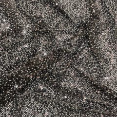 Brown Colour Lycra Sequence Fish Net Embroidered Fabric