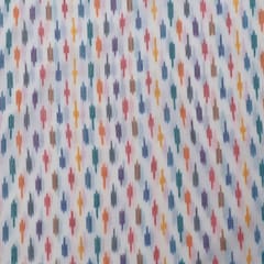 White Colour Cotton Ikat Fabric