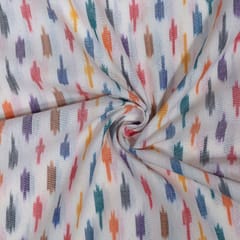 White Colour Cotton Ikat Fabric