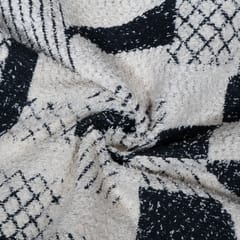 Black and Off White Colour Cotton Jacquard Fabric