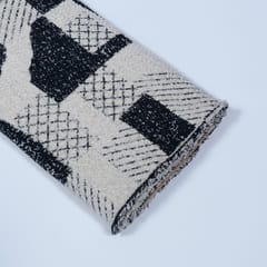 Black and Off White Colour Cotton Jacquard Fabric