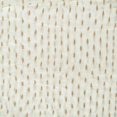 White Dyeable Chinon Chiffon Embroidered Booti