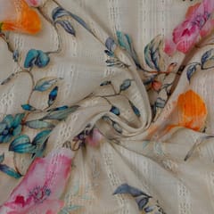 Multi Colour Viscose Cotton Dobby Printed Fabric (1Meter Cut Piece)