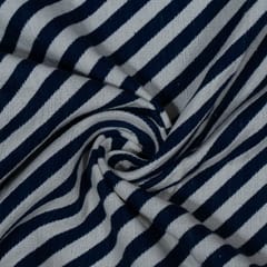 Off White with Blue Colour Cotton Jacquard Fabric