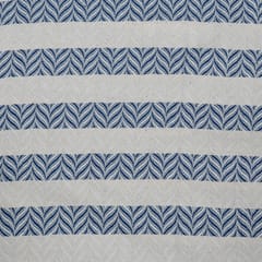 Blue and Off White Colour Cotton Jacquard Fabric