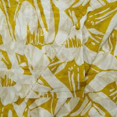 Cream and Green Colour Chiffon Digital Printed Fabric
