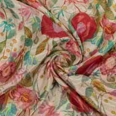 Multi Colour Muslin Shimmer Digital Printed Fabric (1.20Meter Piece)