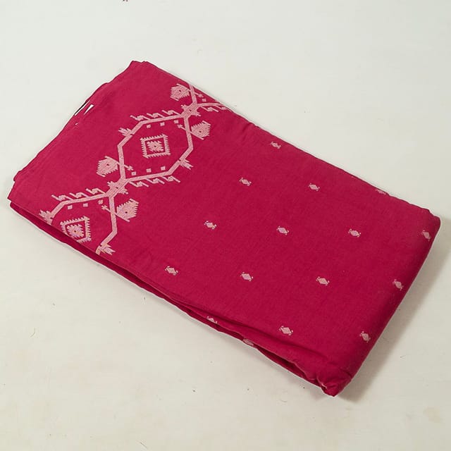 Majenta Colour Jamdani Cotton Jacquard Fabric